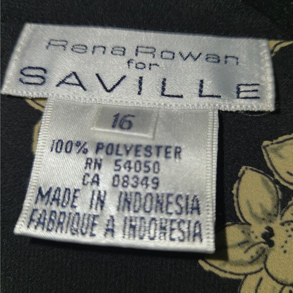 Vtg Rena Rowan for Saville Women 16 Floral Button Up Top Black Career Casual - Picture 2 of 10